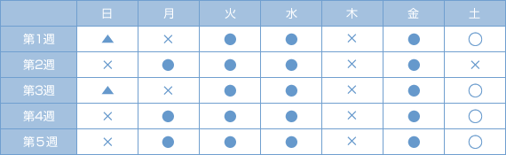 診療日時カレンダー